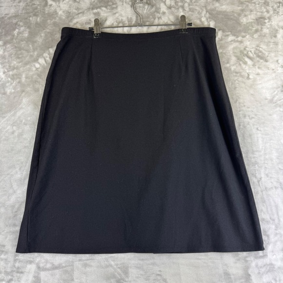 Eileen Fisher Black Midi Skirt Wrap‎ Style Women's PL 90s Career Casual (1365) - Picture 6 of 10
